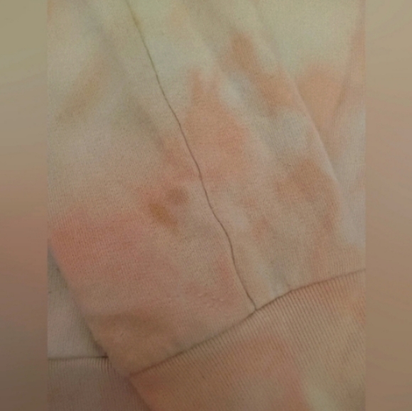 PINK VS Full Zip Up Hoodie Tie Dye Light Pink & White w/ Black Dog Logo - Picture 5 of 7